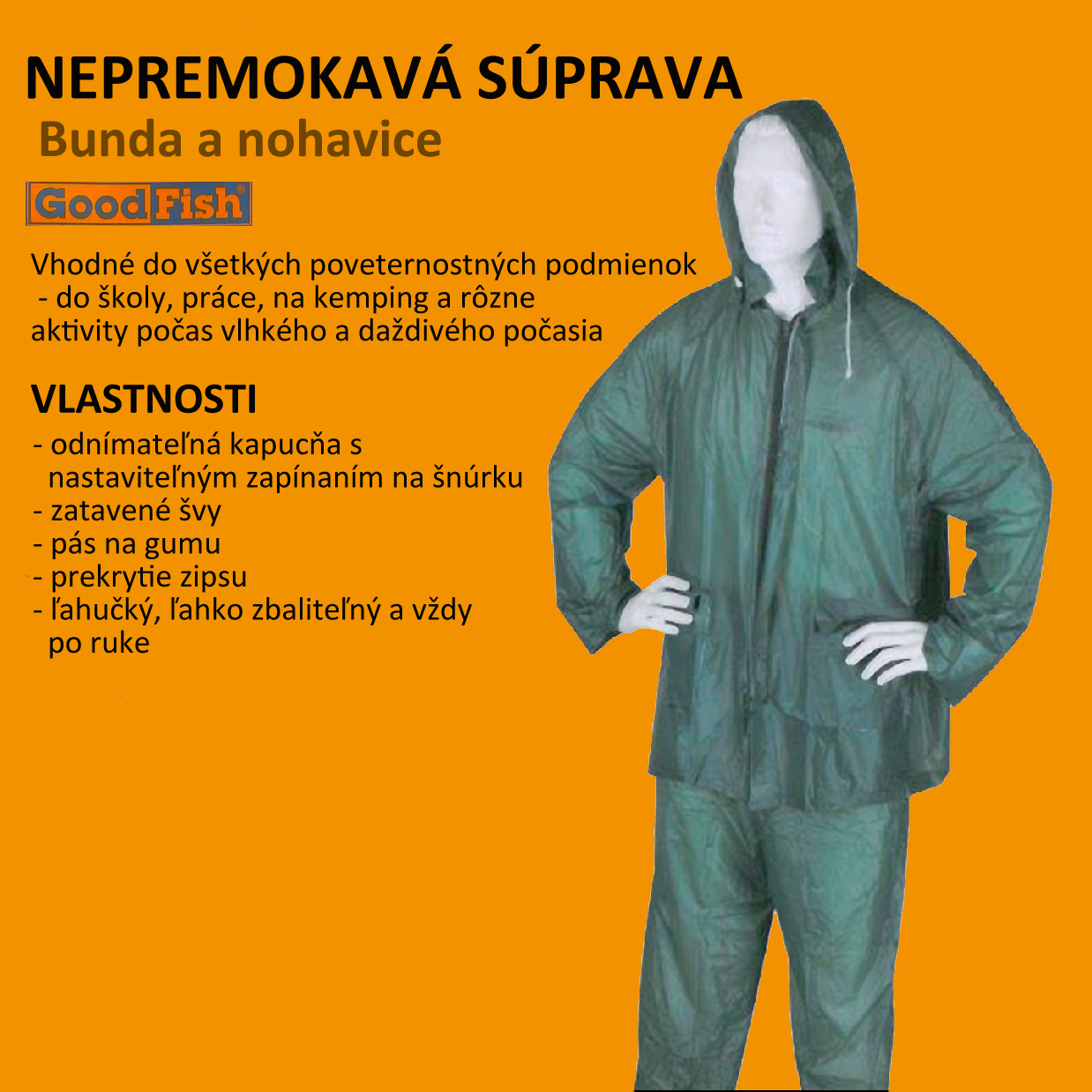 Nepremokavá súprava Goodfish (pršiplášť+nohavice) - M