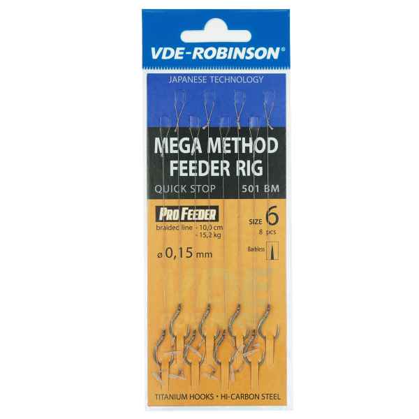 VDE-R Pletený náväzec s nekonečnou zarážkou Mega MF 501BM veľkosť 4, priemer 0,180mm -8ks