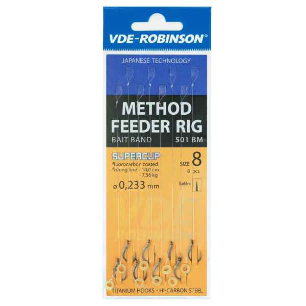 VDE-R Monofilný náväzec s peletovou gumkou MF 501BM veľkosť 4, priemer 0,245mm -8ks
